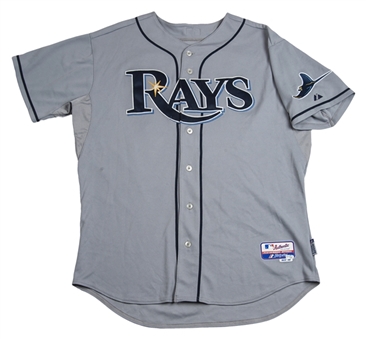 2011 Matt Moore Game Used Tampa Bay Rays Road Playoff Jersey-Playoff Deput! (MLB Authenticated)
